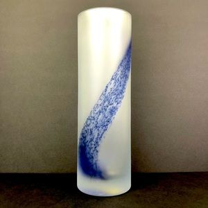 Spanish Taka Mate #1 Frosted Art Glass Swirl Cylinder Tall Vase 14”H